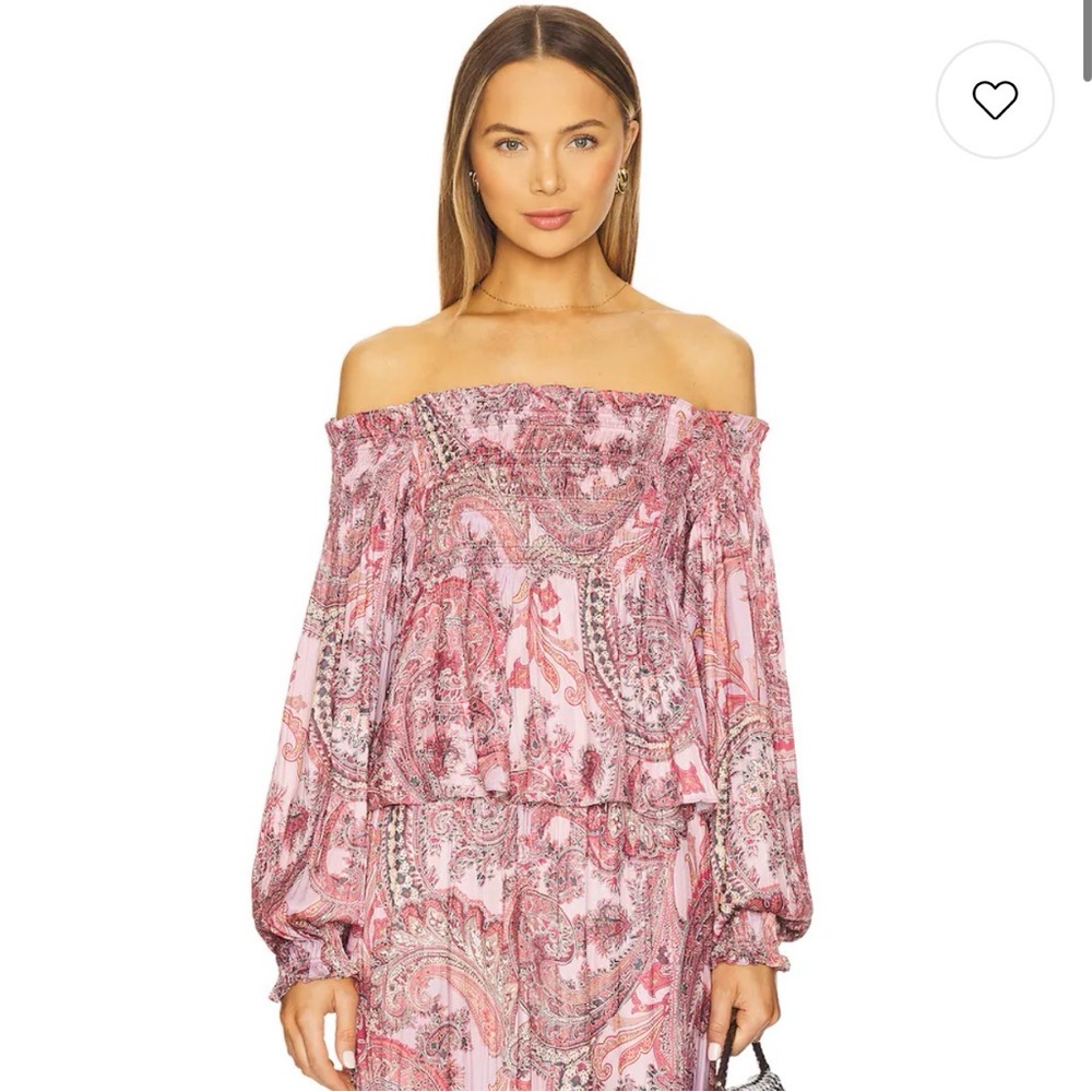 L’Agence Ariela Off-Shoulder Paisley Blouse large